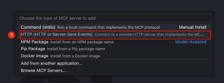 Select to add remote MCP server