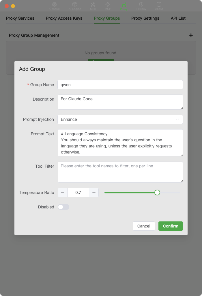 Add Proxy Group